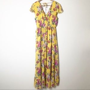 Band of Gypsies floral yellow mustard maxi dress